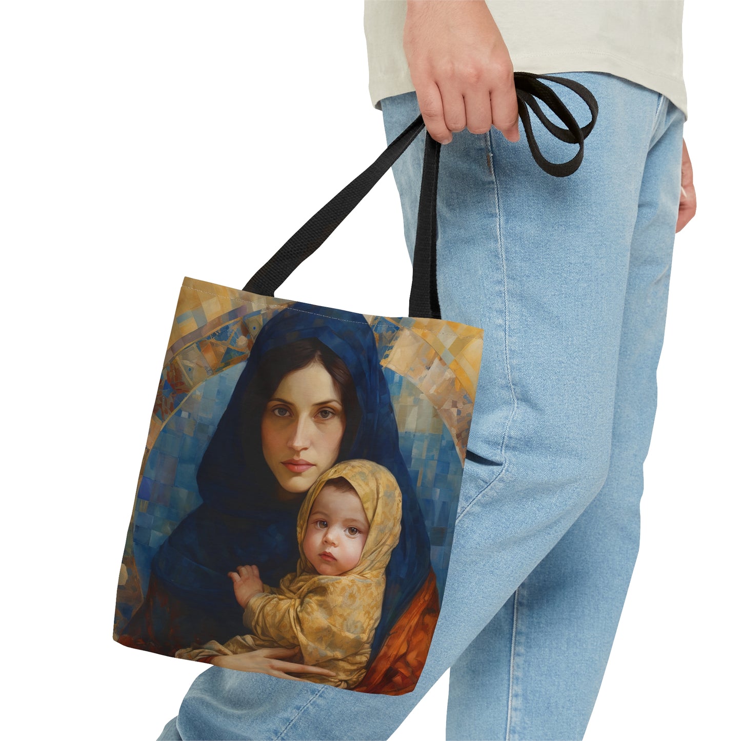 Maternal Seraph - Virgin Mary and Infant Jesus Tote Bag - Large Medium Small Faith Art Bag - Re usable Tote Purse - Catholic Art Bag