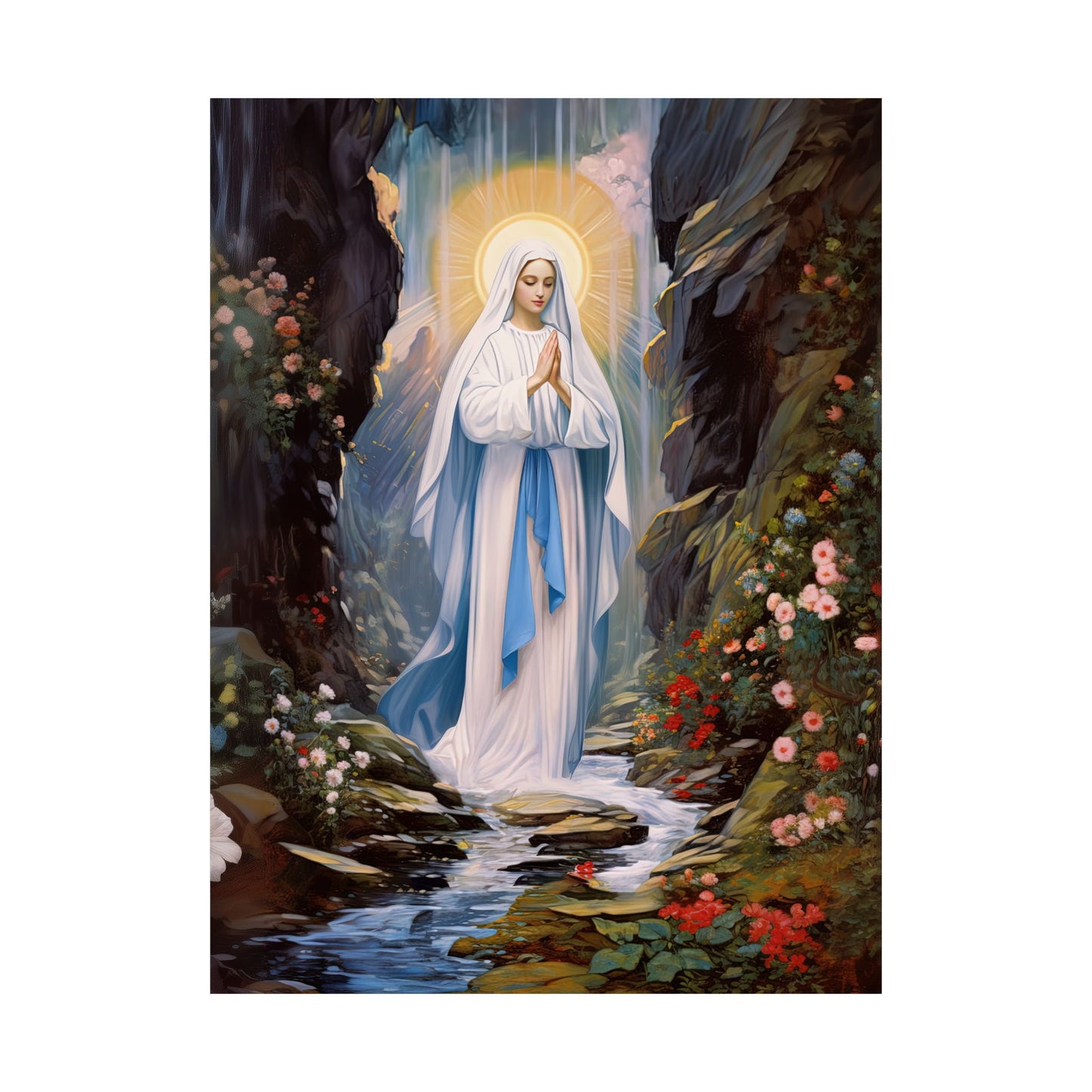 Our Lady of Lourdes - Sanctified Souls Print - Multiple Sizes - Premium Matte Vertical Posters