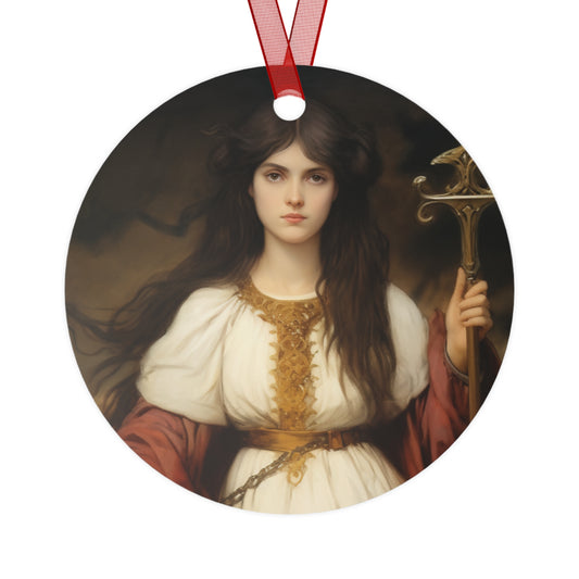 Saint Martha of Bethany Metal Ornament - Religious Holiday Christmas Ornament and Keepsake - Double sided - Prayer Ornament - Catholic Gift