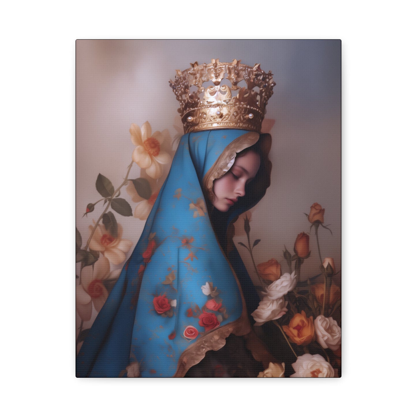 Our Lady of the Roses - Gallery Wrapped Canvas - Print - Religious Art for your Home - Catholic Art