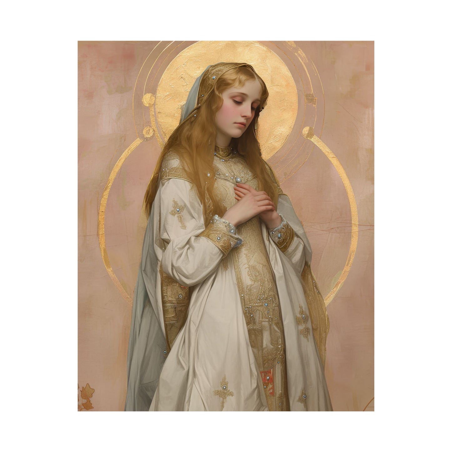 Saint Waldetrudis / Waltrude or Waudru - Sanctified Souls Print - Multiple Sizes - Premium Matte Vertical Posters - Catholic Saint Art