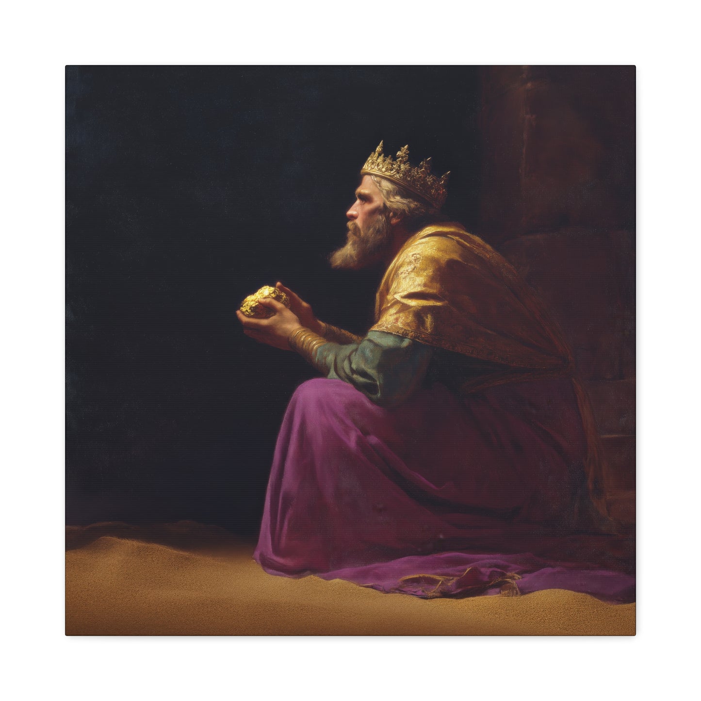 Melchior and the Gift Fit for a King - 3 Wise Men - Gallery Wrapped Canvas - Print - Religious Art for your Home - Catholic