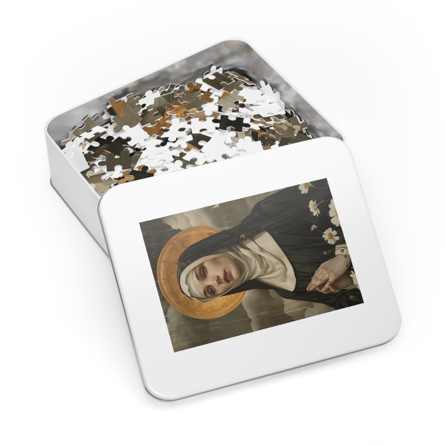 Saint Scholastica - Puzzle and Keepsake Tin - Religious Jigsaw Puzzle (30, 110, 252, 500,1000-Piece) - Religious Puzzle