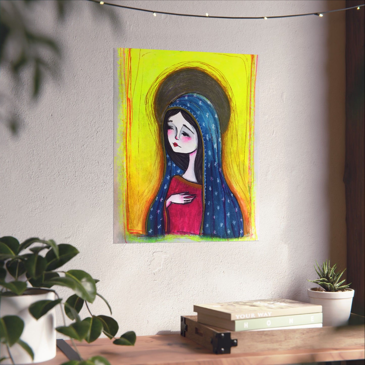 Our Lady of Guadalupe Poster Print - Hand-Drawn Catholic Art Print | Marian Devotional Wall Art | Sanctified Solocosmo Religious Poster