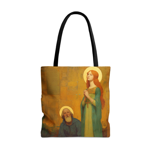 Saints Cyprian and Justina - Tote Bag - Large Medium Small Faith Art Bag - Bible Study Faith Purse - Double Sided Prayer Tote