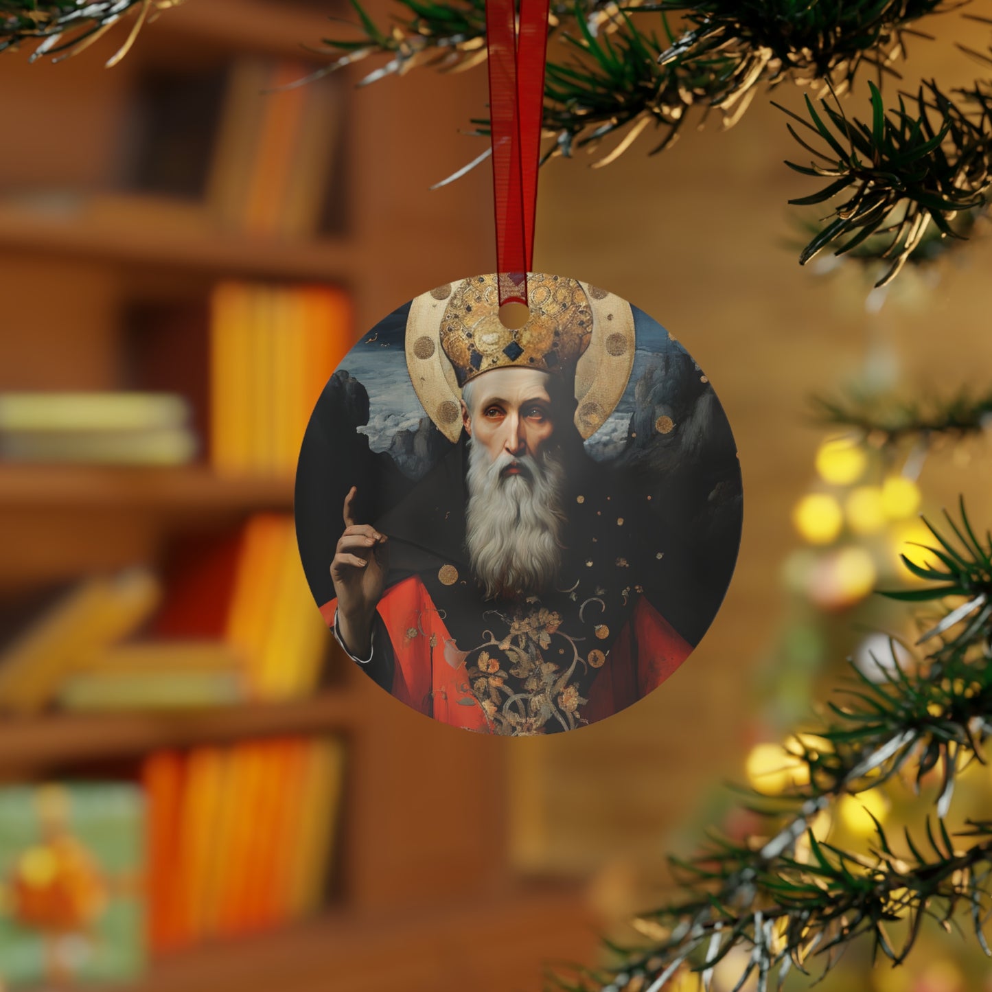 Saint Augustine of Hippo Metal Ornament - Religious Holiday Christmas Ornament and Keepsake - Double sided