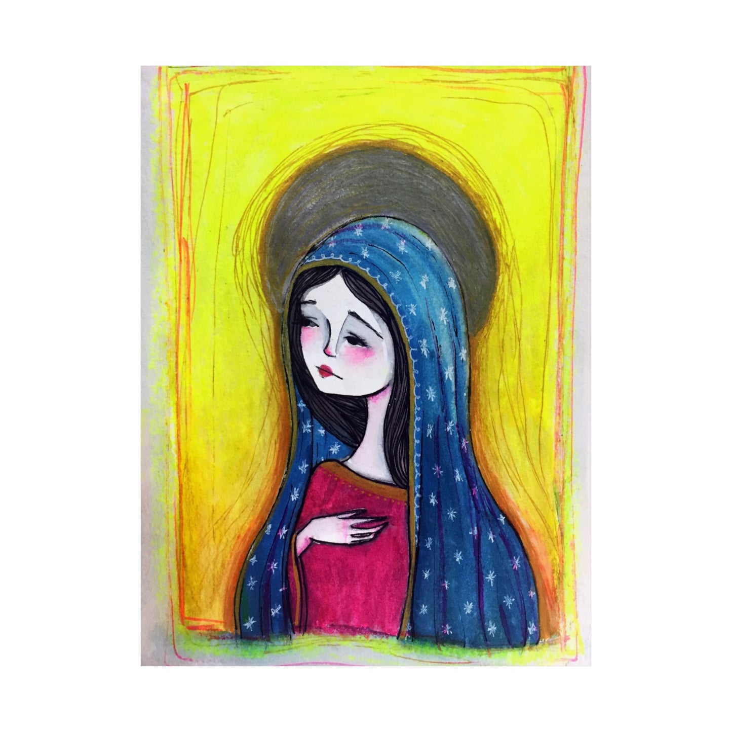 Our Lady of Guadalupe Poster Print - Hand-Drawn Catholic Art Print | Marian Devotional Wall Art | Sanctified Solocosmo Religious Poster