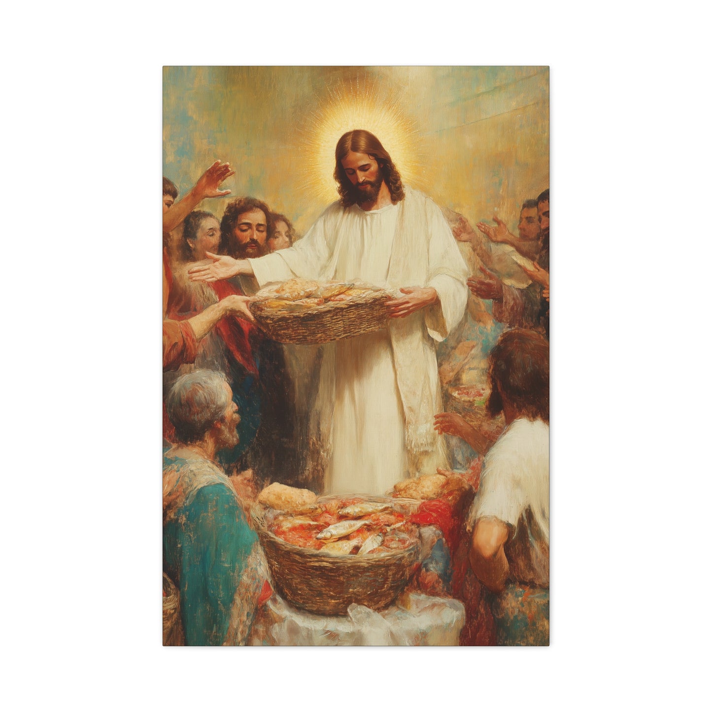 The Quiet Multiplication of Love : Loaves and Fishes - Gallery Wrapped Canvas - Print - Religious Art for your Home - Catholic Art