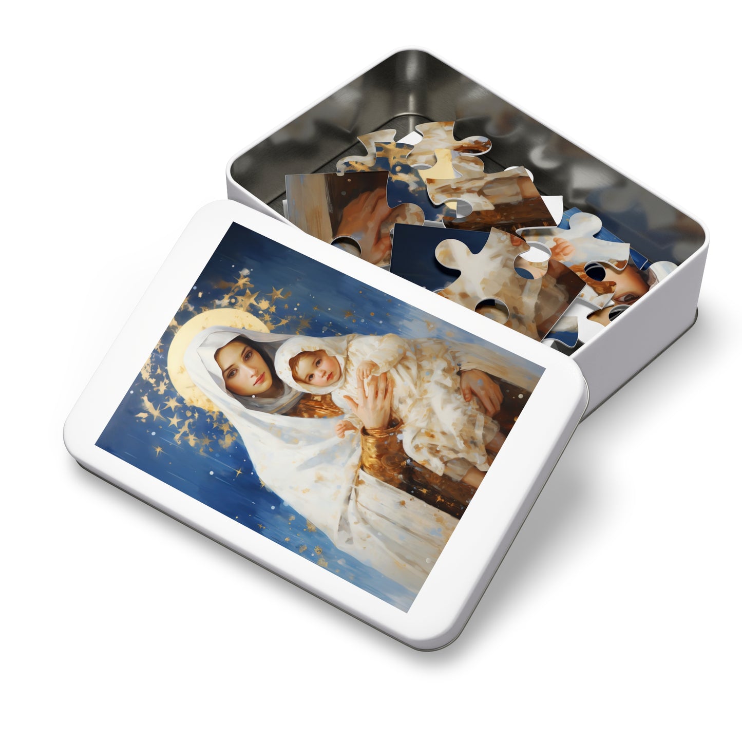 Divine Frost: Our Lady of the Snows - Puzzle and Keepsake Tin - Religious Jigsaw Puzzle (30, 110, 252, 500,1000-Piece) - Religious Puzzle