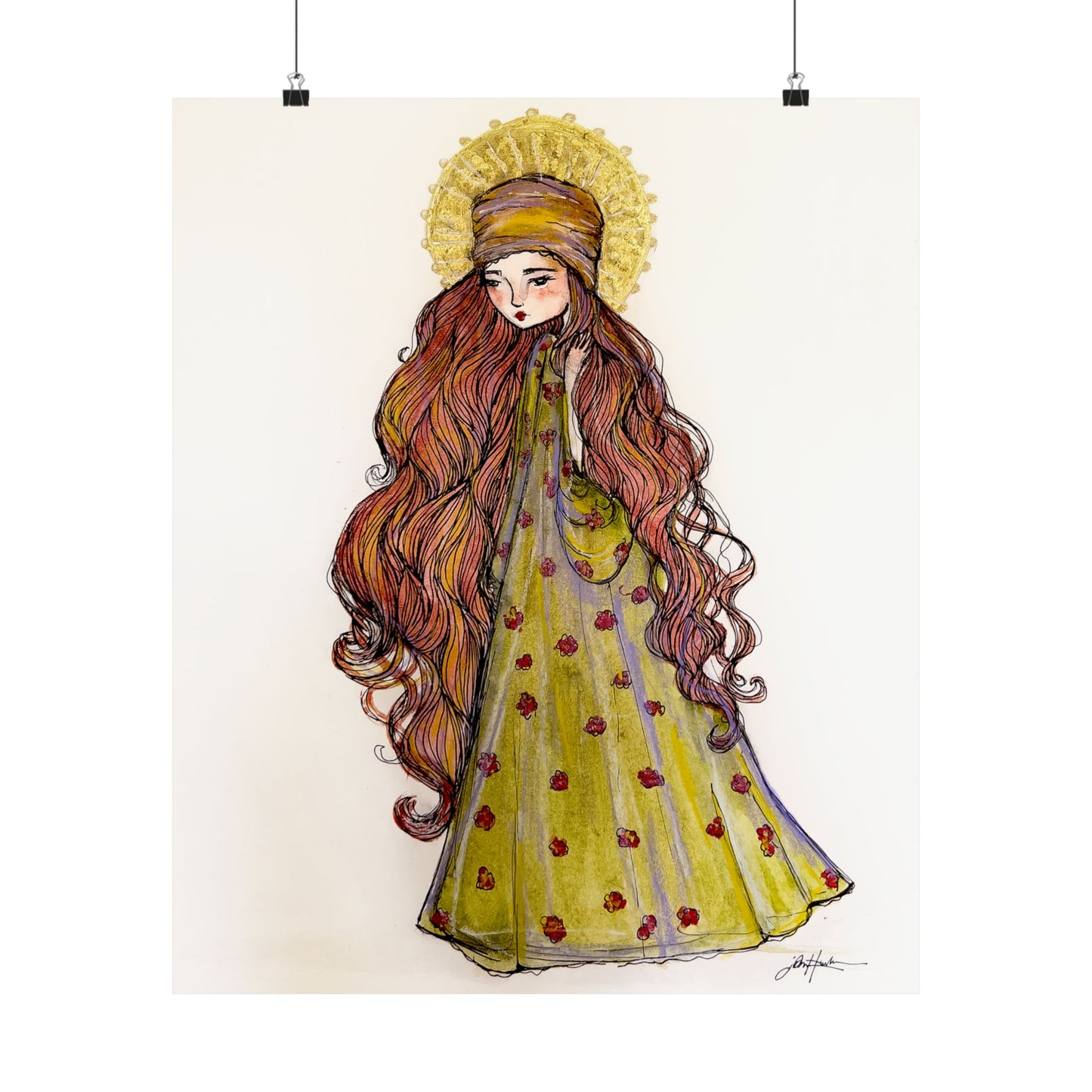 Saint Mary Magdalene Catholic Art Print | Hand-Drawn Watercolor Sacred Artwork | Christian Devotional Wall Art