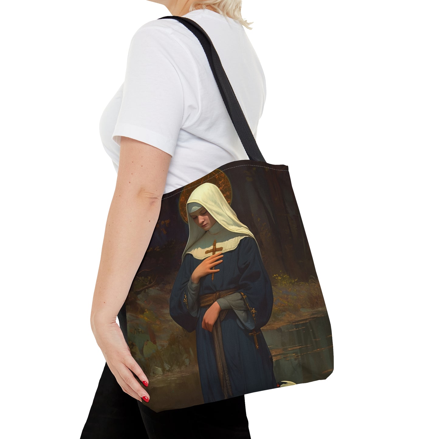 Saint Modwenna Tote Bag - Large Medium Small Faith Art Bag - Catholic Faith Purse - Religious Carry All Reusable - Gifts for Catholics