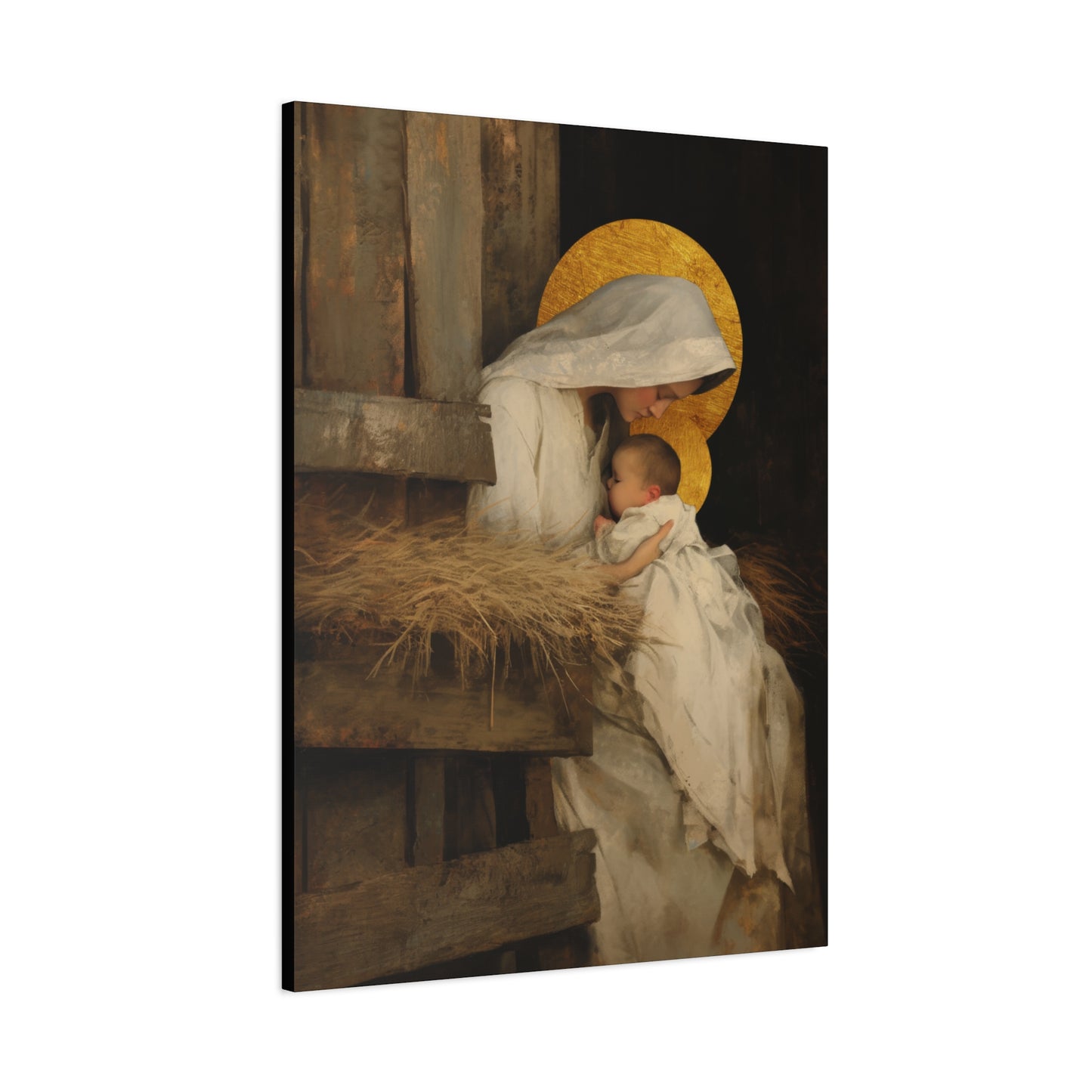 Our Lady of the Manger - Mother Mary and the Christ Child - Gallery Wrapped Canvas - Print - Religious Art for your Home - Catholic