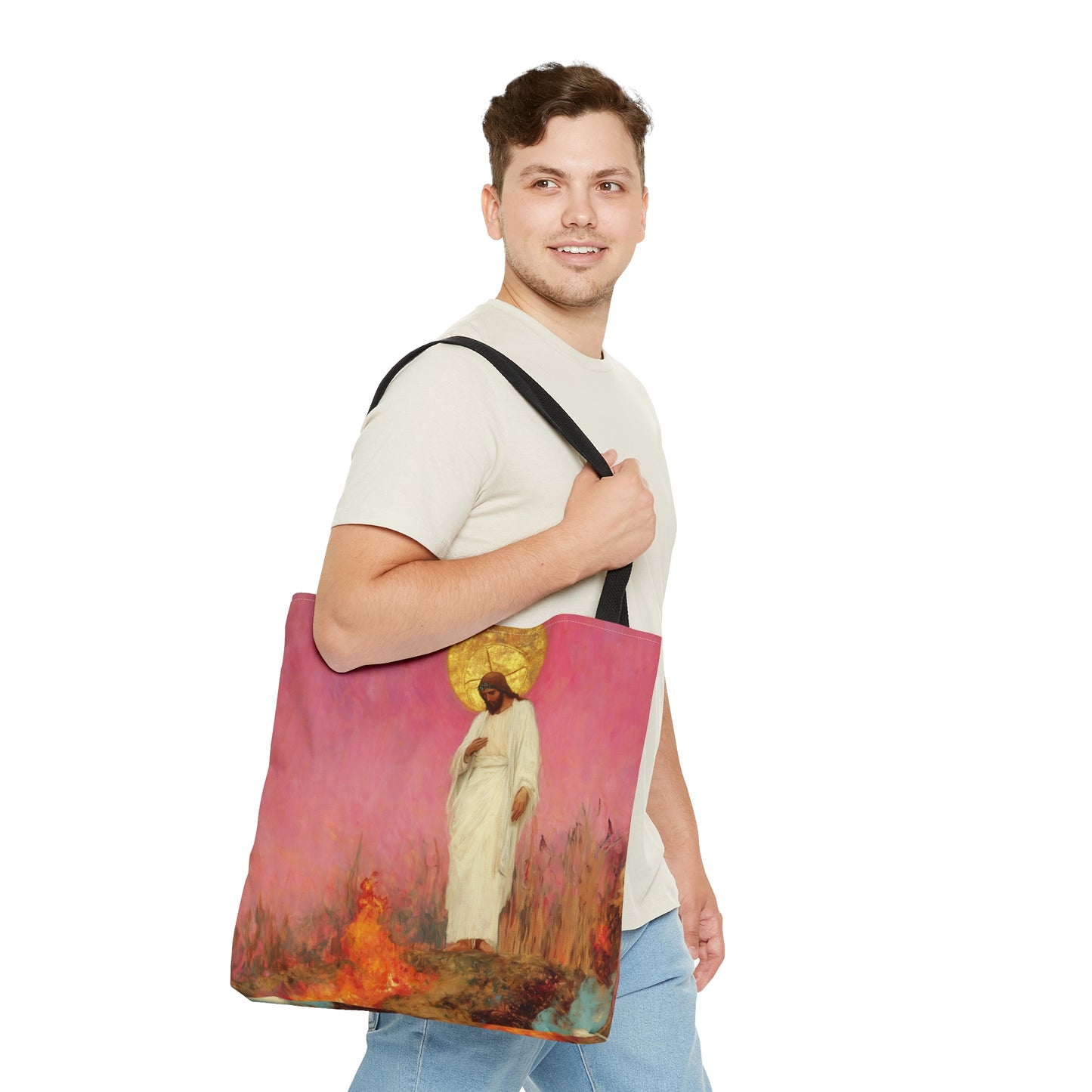 The Stone Cracked Beneath His FeetTote Bag - Large Medium Small Faith Art Bag - Catholic Faith Purse - Double Sided