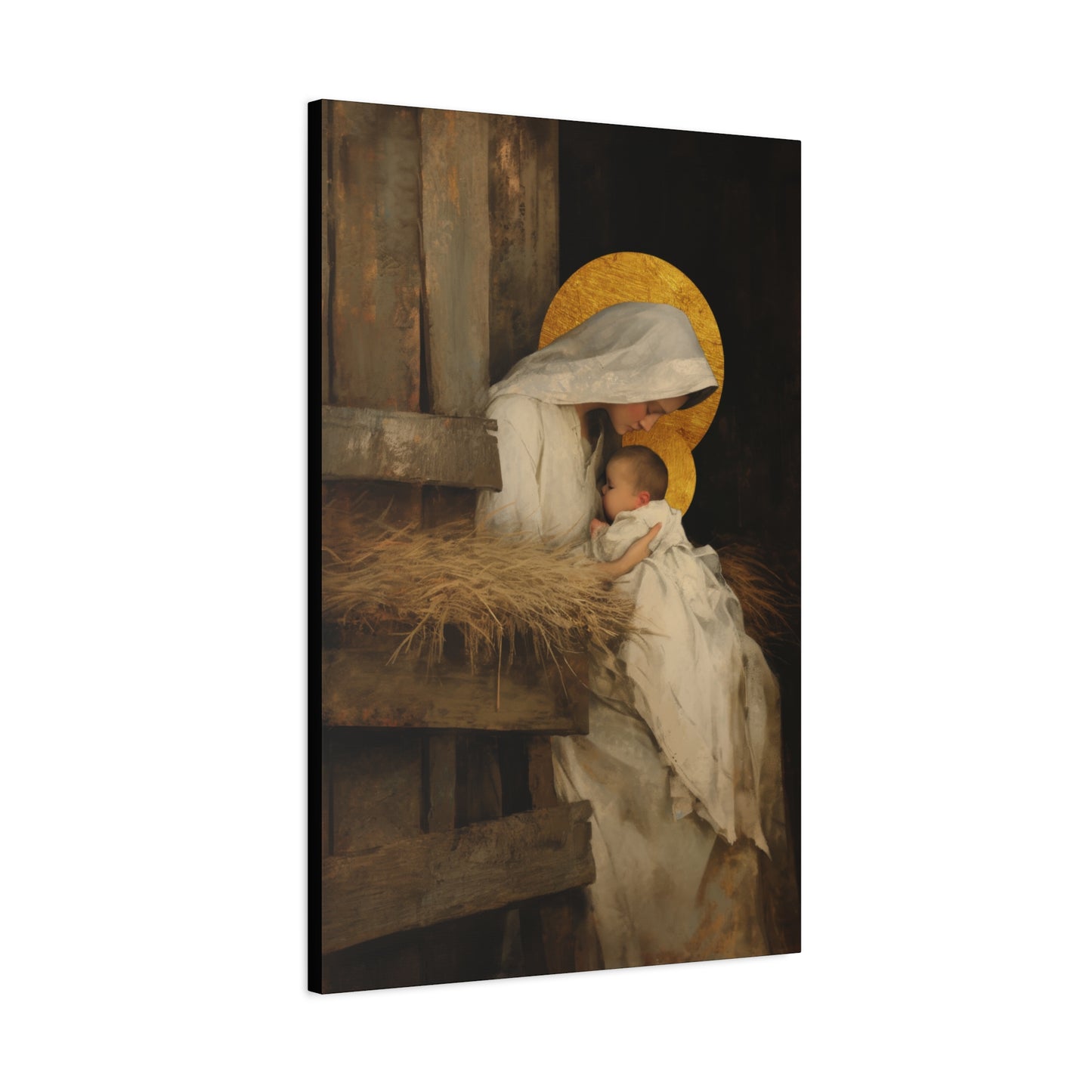 Our Lady of the Manger - Mother Mary and the Christ Child - Gallery Wrapped Canvas - Print - Religious Art for your Home - Catholic