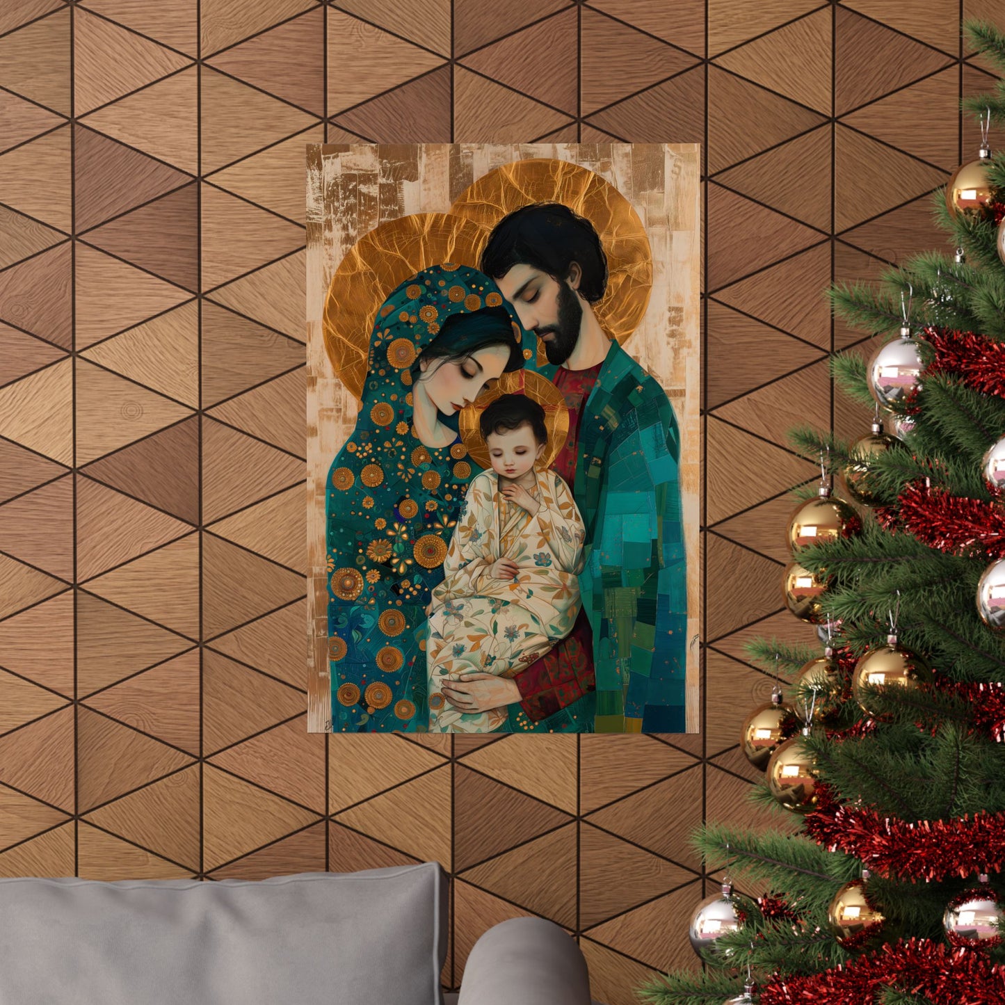 Sacred Love- The Holy Family Portrait - Sanctified Souls Print - Multiple Sizes - Premium Matte Vertical Posters - Jesus, Mary, Joseph