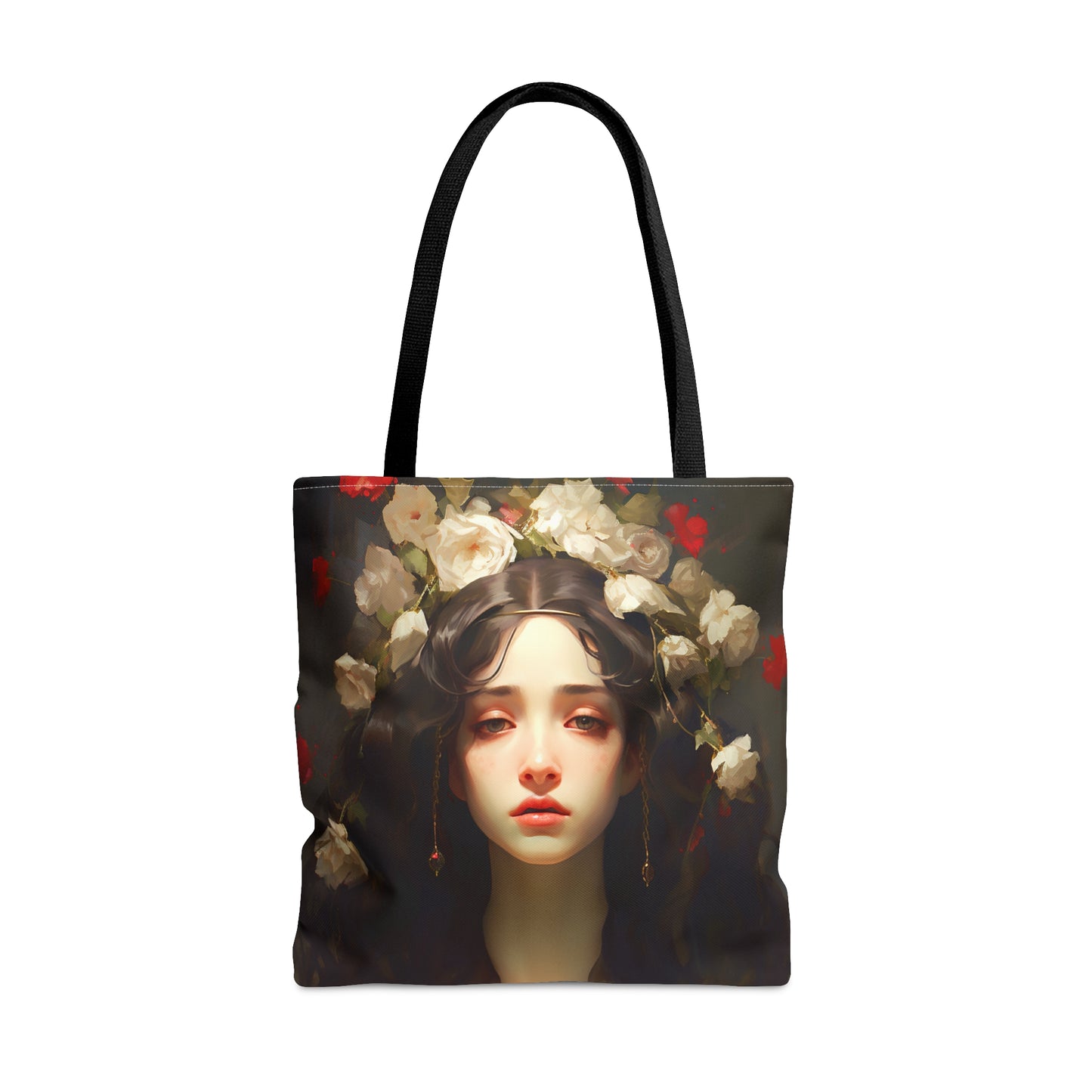 Saint FloraTote Bag - Large Medium Small Faith Art Bag - Re usable Tote Purse - Double Sided - Flowers portrait - Catholic Art Bag