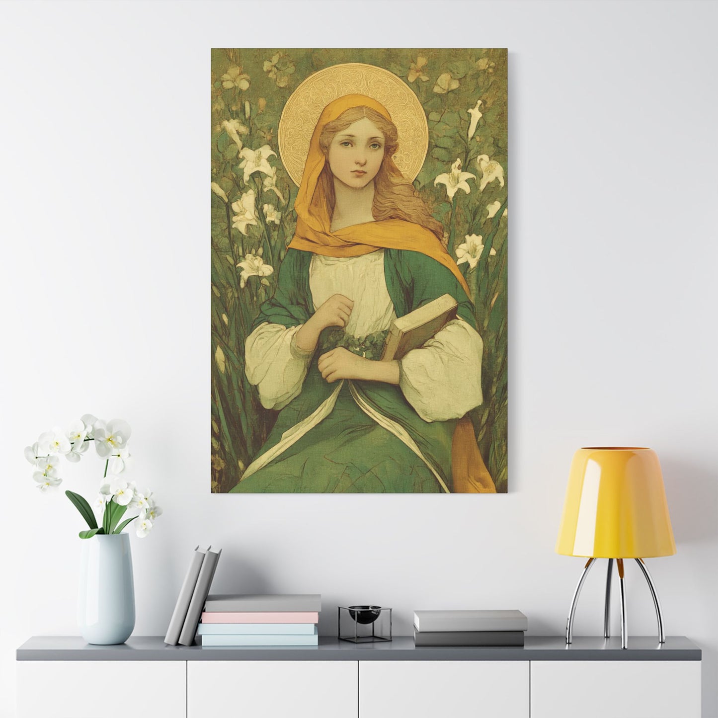 Saint Dymphna - Museum Wrapped Canvas - Sanctified Souls Print - Religious Art for your Home