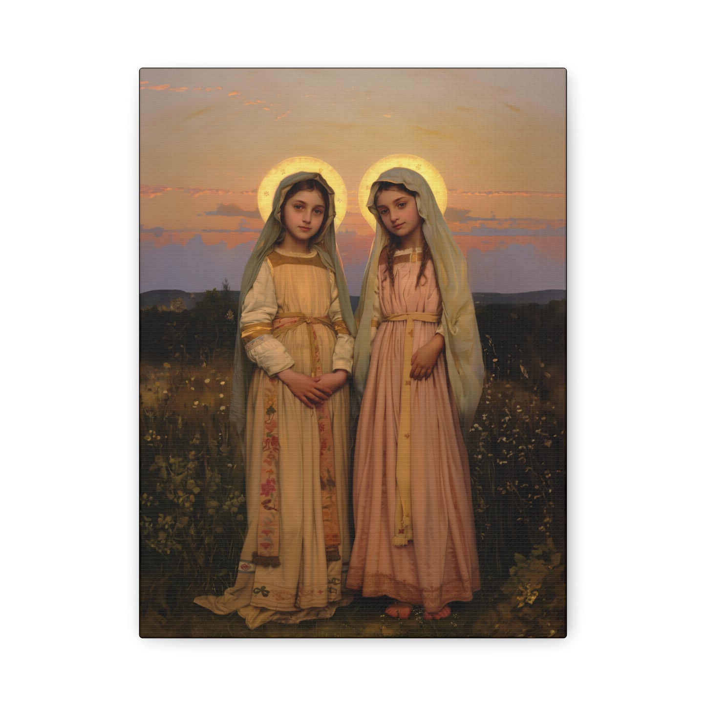 Saints Nunilo and Alodia - Museum Wrapped Canvas - Print - Religious Art for your Home - Christian print - Prayer Room Catholic Saint
