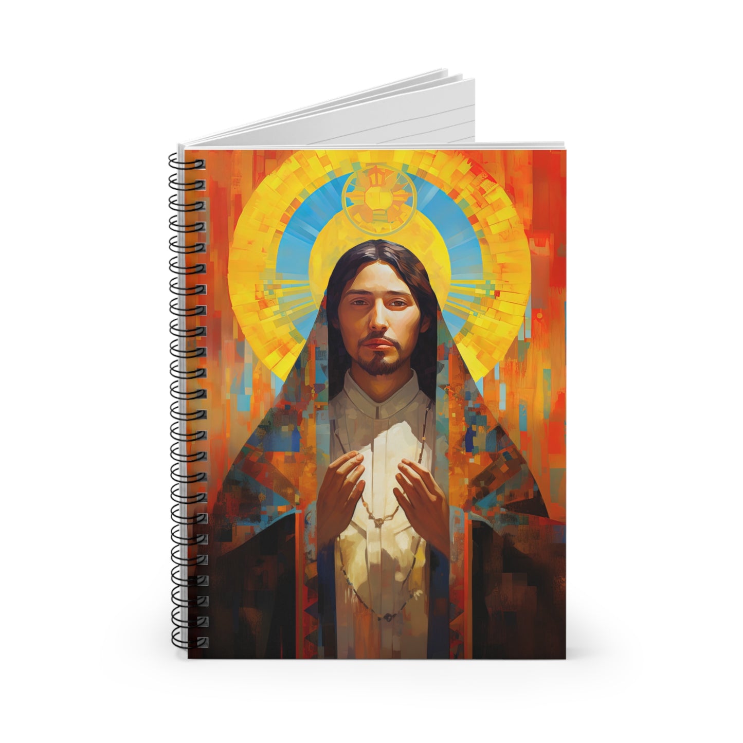 Saint Juan Diego Journal - Sanctified Souls Art - Religious Based Notebook - Spiral Notebook - Ruled Line