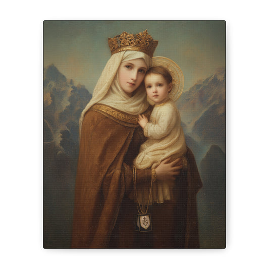 A Cord Between Heaven and Earth - Our Lady of Mount Carmel Wrapped Canvas Print - Multiple Sizes - Catholic Home art Matte Canvas, Stretched