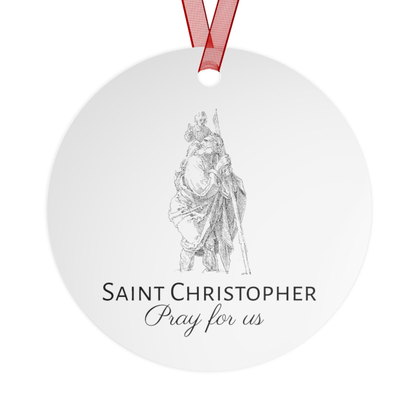 Saint Christopher Metal Ornament - Religious Holiday Christmas Ornament and Keepsake - Prayer Ornament