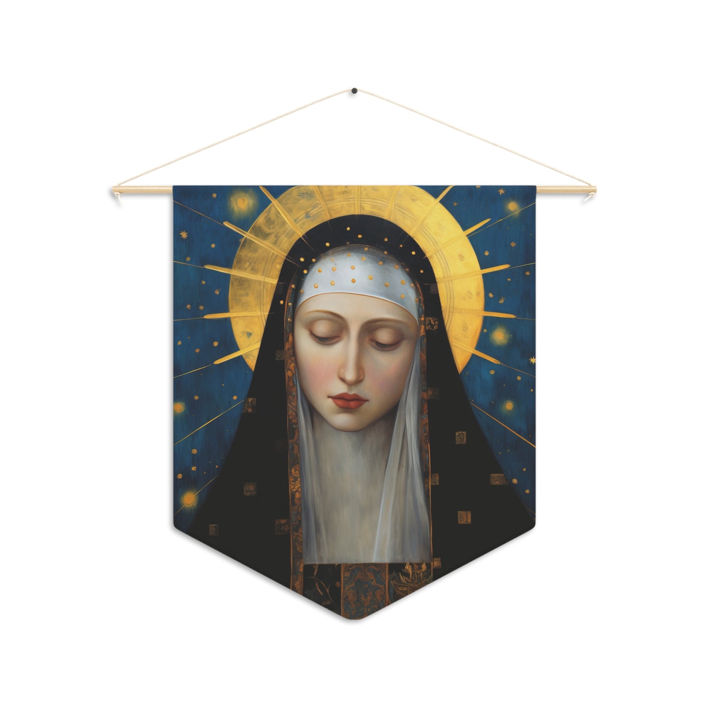 Saint Bridget of Sweden Wall Banner / Wall Hanging - Catholic Home Art - 18" x 21"
