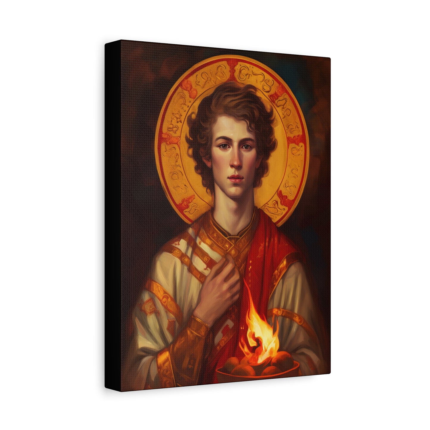 Saint Lawrence Deacon and Martyr Canvas Print - Multiple Sizes - Catholic Home art - Museum Wrapped Canvas - Sanctified Souls Print