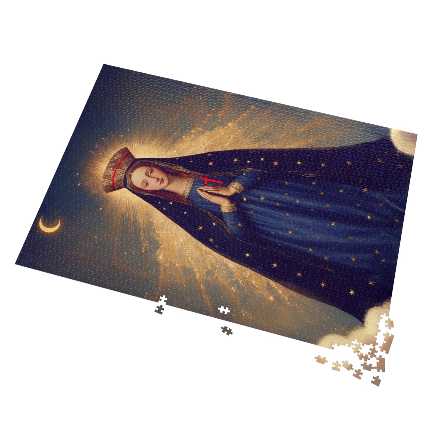 Our Lady of Pontmain - Puzzle and Tin - Religious Jigsaw Puzzle (30, 110, 252, 500,1000) - Gift Catholic Families - Mother Mary Art