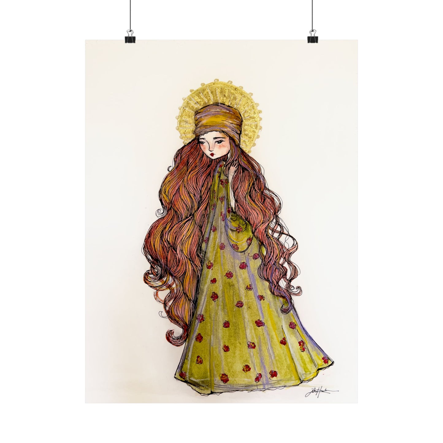 Saint Mary Magdalene Catholic Art Print | Hand-Drawn Watercolor Sacred Artwork | Christian Devotional Wall Art
