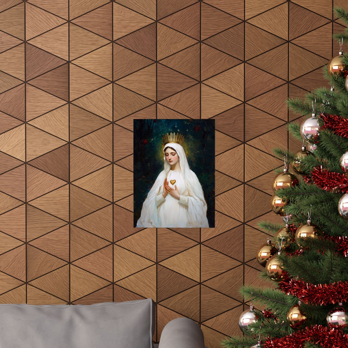 Our Lady of Beauraing - Our Lady of the Golden Heart - Marian Art - Sanctified Souls Print - Multiple Sizes - Premium Vertical Posters