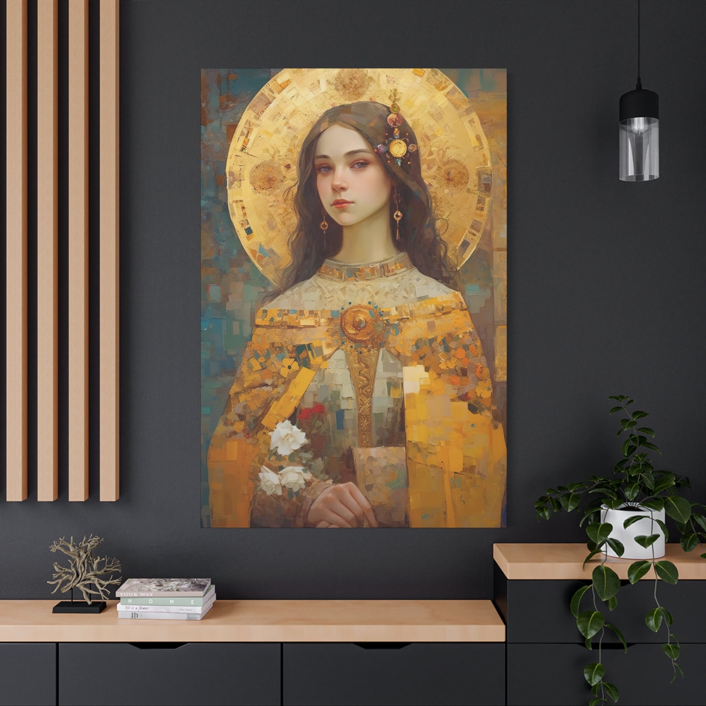 Saint Dymphna - Museum Wrapped Canvas - Sanctified Souls Print - Religious Art for your Home