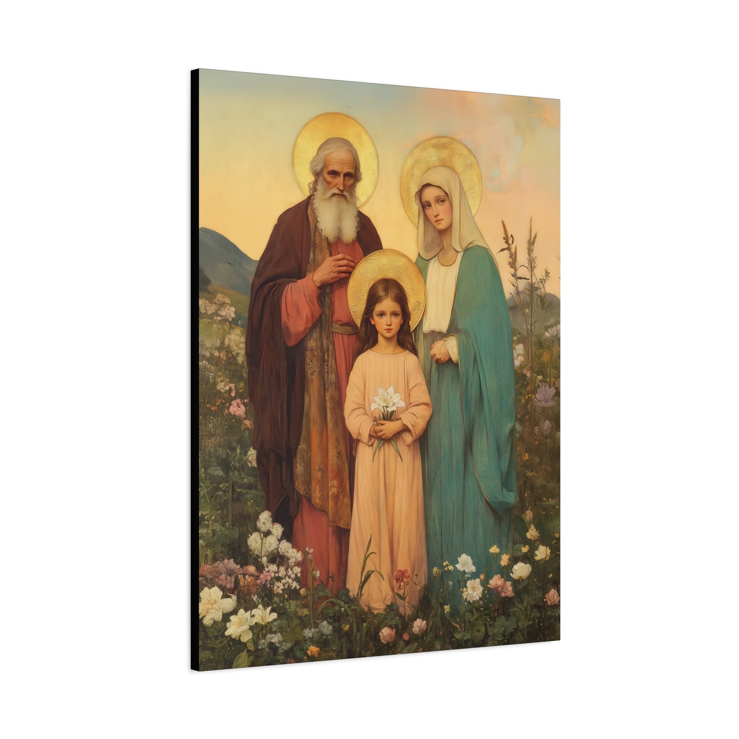 Saints Joachim and Anne with Young Mary - Gallery Wrapped Canvas - Print - Religious Art for your Home - Catholic Art