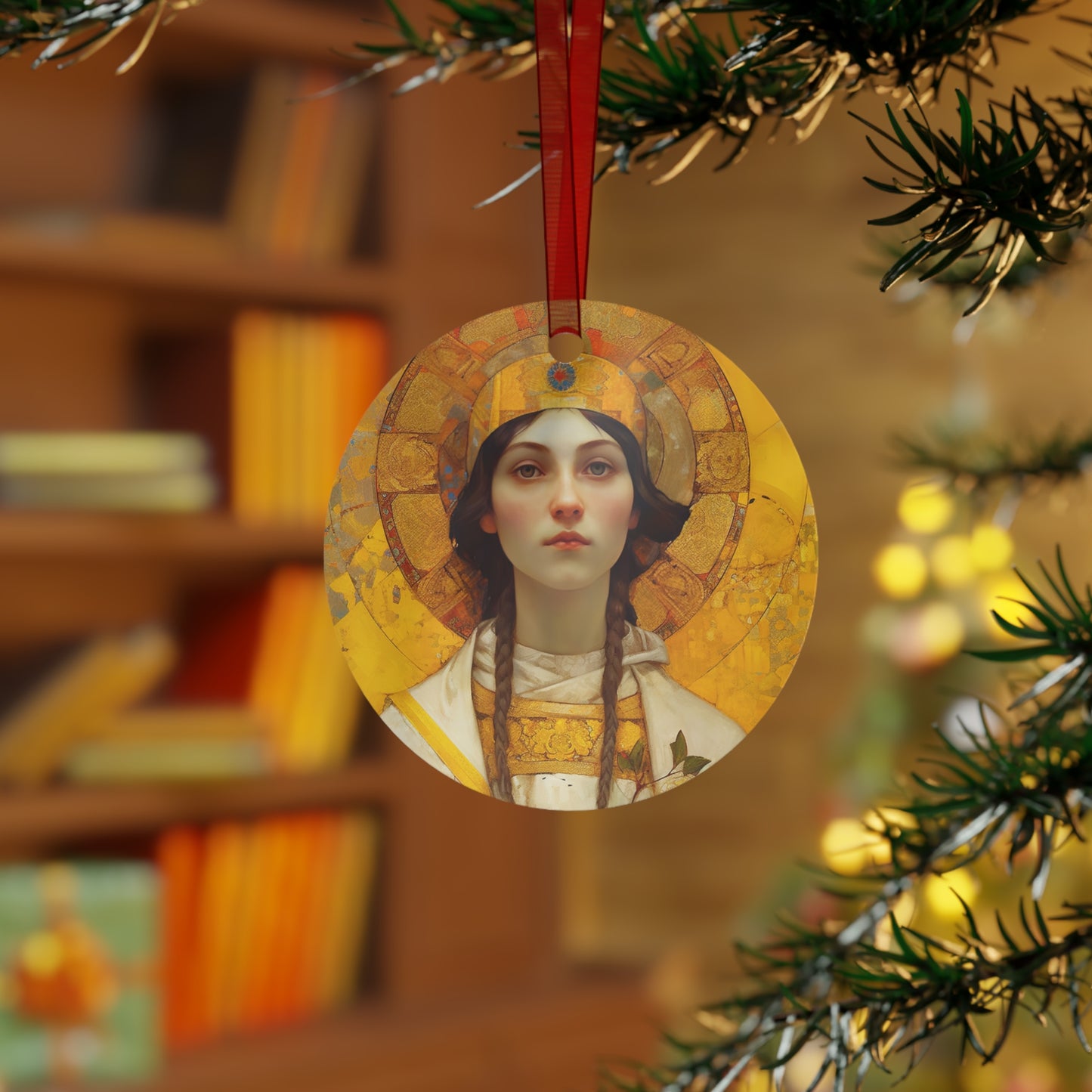 Saint Agatha Metal Ornament - Religious Holiday Christmas Ornament and Keepsake - Double sided Keepsake Religious Ornament