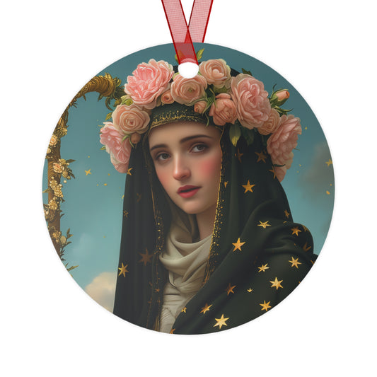 Saint Aldegund / Aldegundis Metal Ornament - Religious Holiday Christmas Ornament and Keepsake - Double sided - Prayer Ornament
