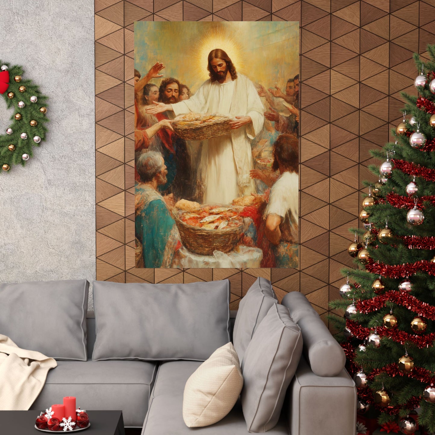 The Quiet Multiplication of Love : Loaves and Fishes - Sanctified Souls Print - Multiple Sizes - Premium Matte Vertical Posters