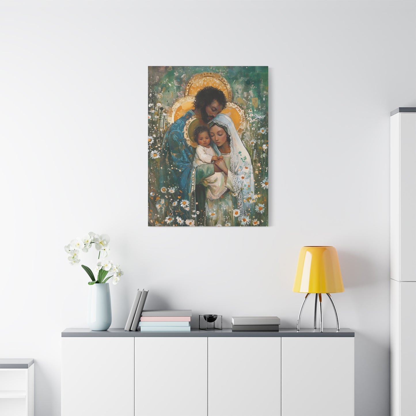Sacred Sanctuary - Mary, Joseph, and the Infant Jesus  - Museum Wrapped Canvas - Sanctified Souls Print - Religious Art - The Holy Family