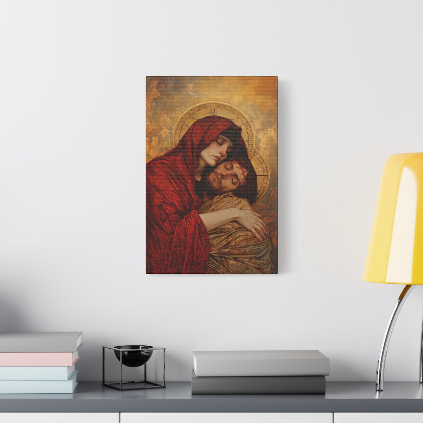 Eternal Sorrow - Mary's Mourning Beneath the Cross - Museum Wrapped Canvas - Print - Religious Art for your Home - Christian print