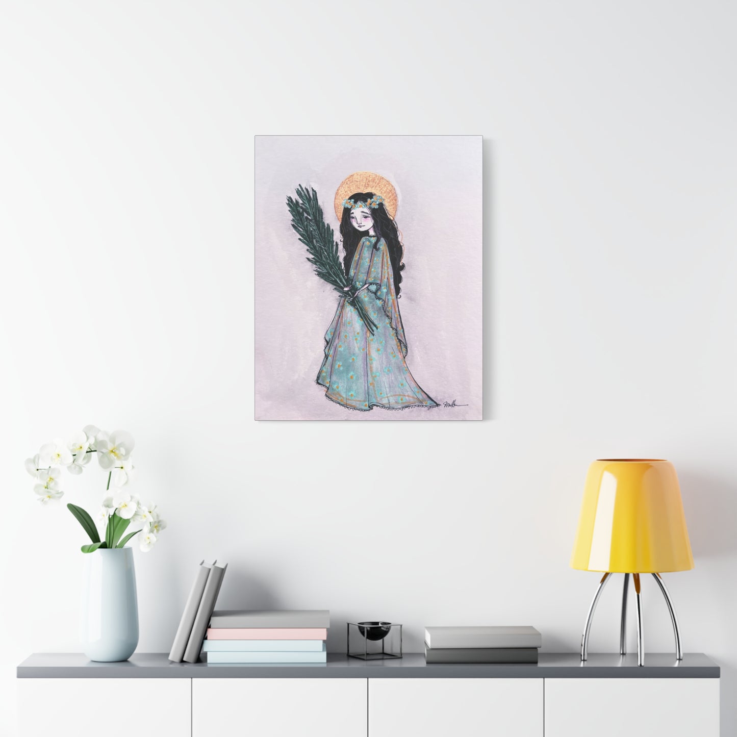 Saint Faith Canvas Print - Hand-Drawn Art - Catholic Print | Faith Hope and Charity Sacred Art | Sanctified Solocosmo Religious Artwork