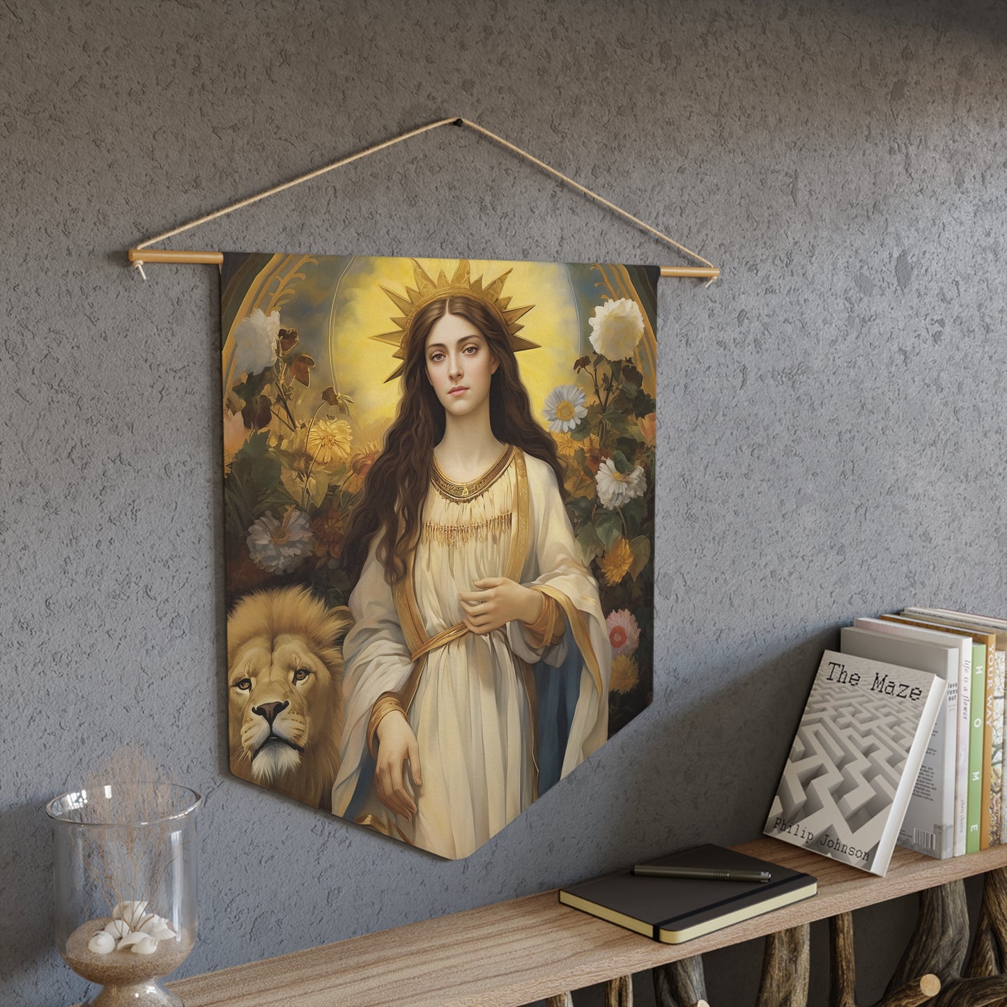 Saint Thecla Wall Banner / Wall Hanging / Pennant - Unique religious Art - Prayer room art - Catholic Home Art - Large Print - 18" x 21"