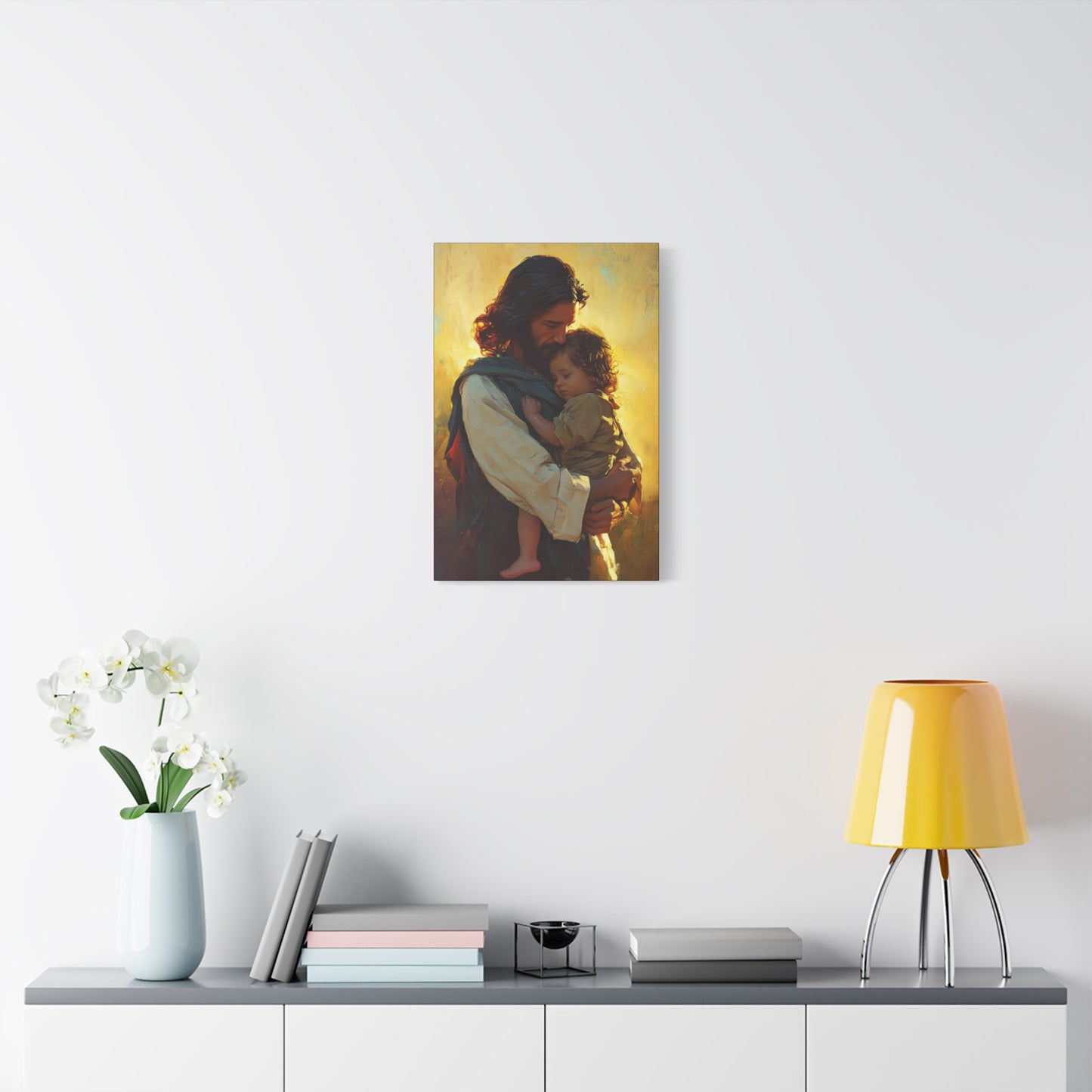 Divine Protector of the Innocent - Christ and Child - Museum Wrapped Canvas - Print - Religious Art for your Home - Christian art print