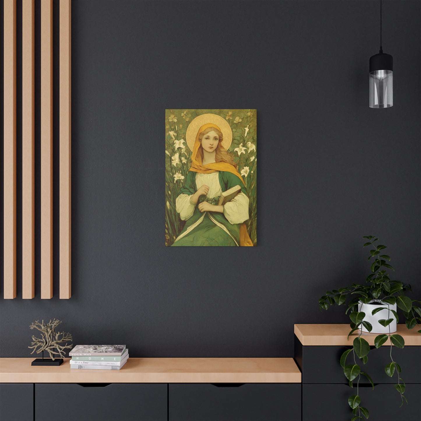 Saint Dymphna - Museum Wrapped Canvas - Sanctified Souls Print - Religious Art for your Home
