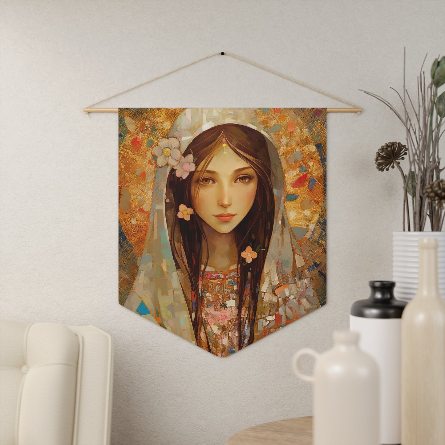 Saint Maria Goretti Wall Banner / Wall Hanging / Pennant - Religious Art for your home - Prayer room - Catholic Art - Large - 18" x 21"