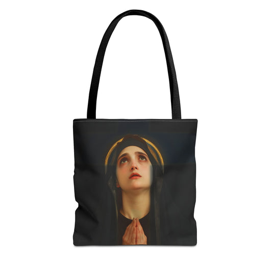 Our Lady of the Cross - Mother Mary  - Our Lady of the Crucifix - Marian Art - Tote Bag - Large Medium Small Faith Art Bag - Tote Purse