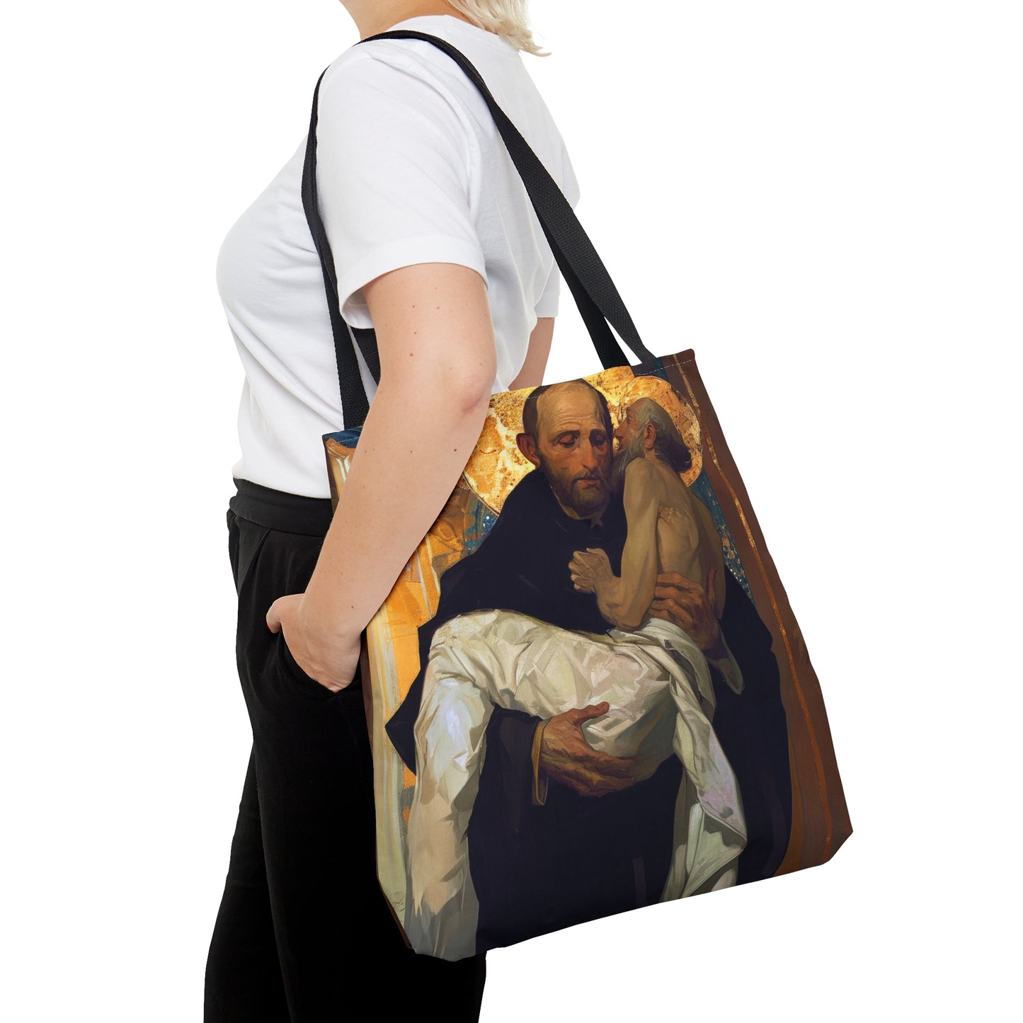Saint John of God Tote Bag - Large Medium Small Faith Art Bag - Catholic Faith Purse - Religious Carry All Reusable Tote Bag