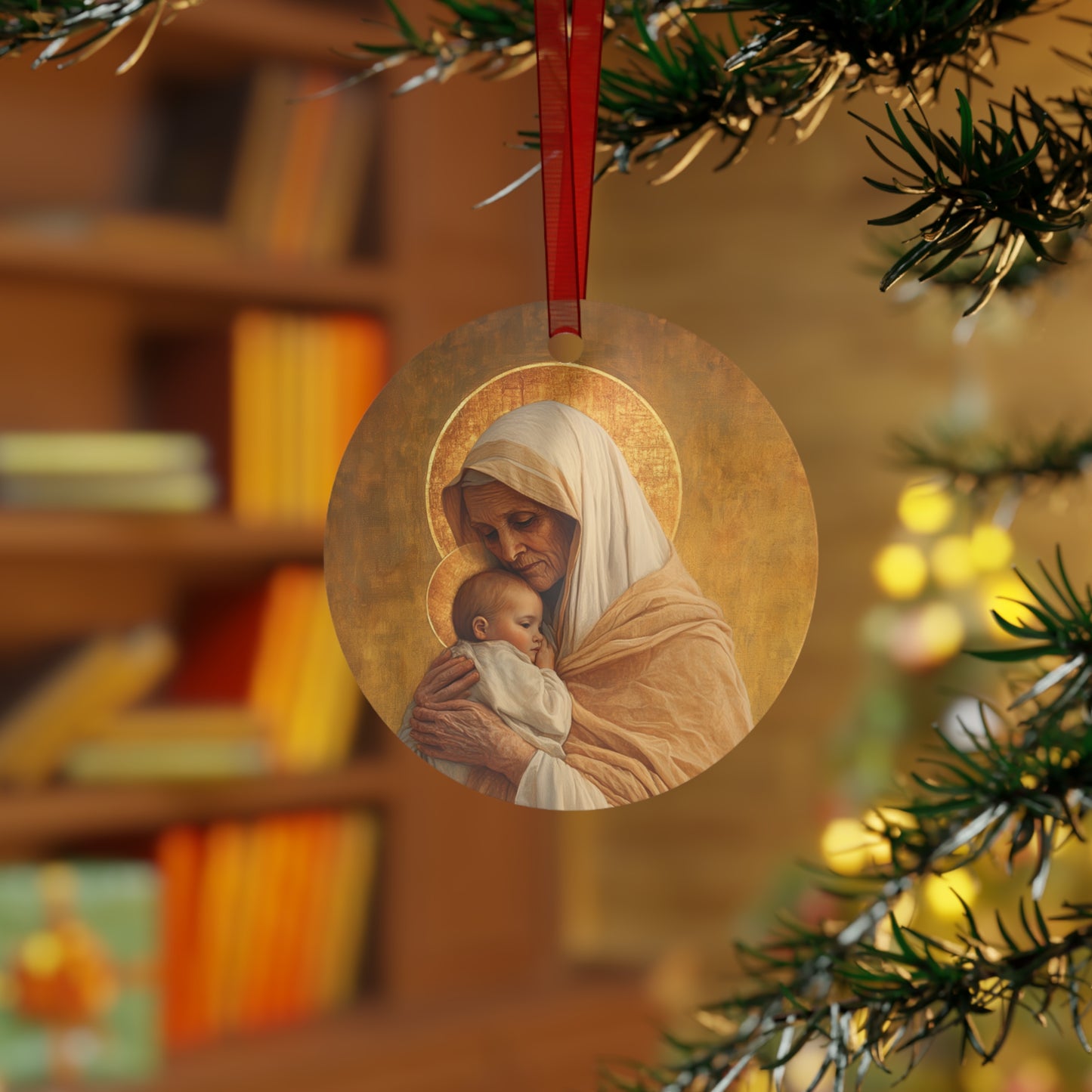Saint Anna the Prophetess Metal Ornament - Religious Holiday Christmas Keepsake - Religious Catholic Tree Ornament - Christmas Gift