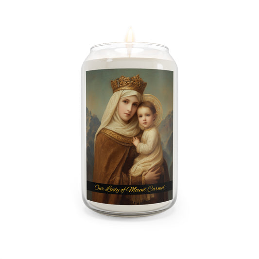 A Cord Between Heaven and Earth - Our Lady of Mount Carmel - Scented Prayer Candle, 13.75oz - Tall Size - Religious Prayer Candle