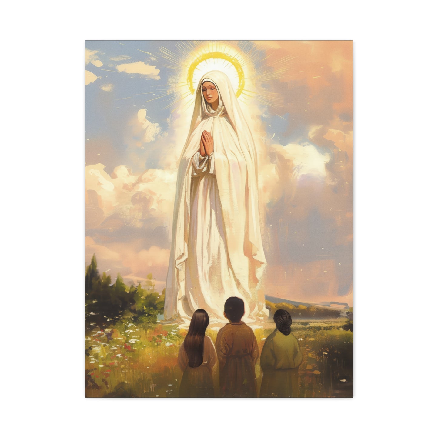 Our Lady of Fátima - Gallery Wrapped Canvas - Print - Religious Art for your Home - Catholic art print - prayer room art