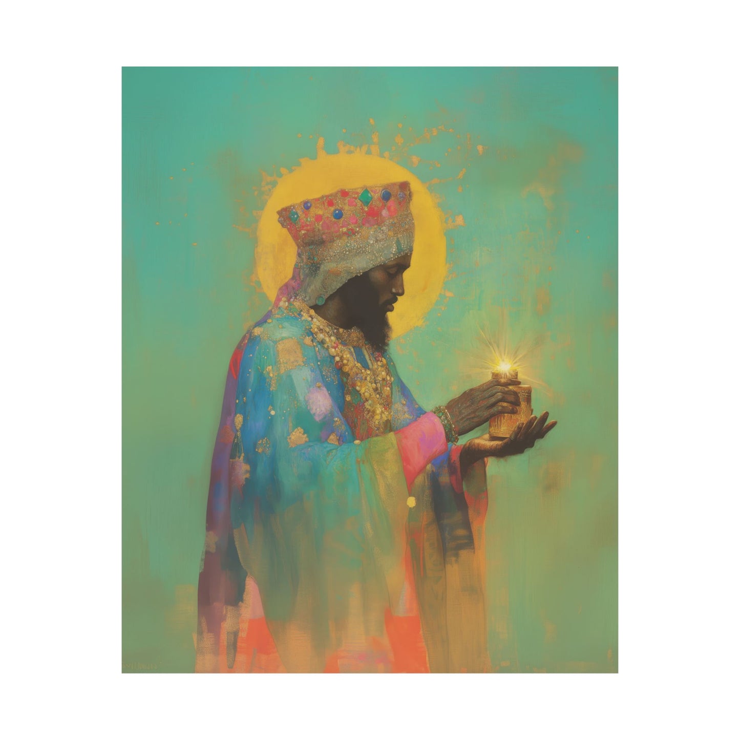 Balthazar and the Gift of Foretold Sorrow - 3 Wise Men - Sanctified Souls Print - Multiple Sizes - Premium Matte Vertical Posters