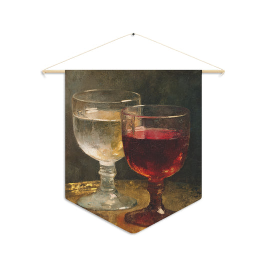 Cana and the Miracle of Abundance - Water into Wine - Wall Banner / Wall Hanging - Christian Art - Prayer room - 18" x 21"