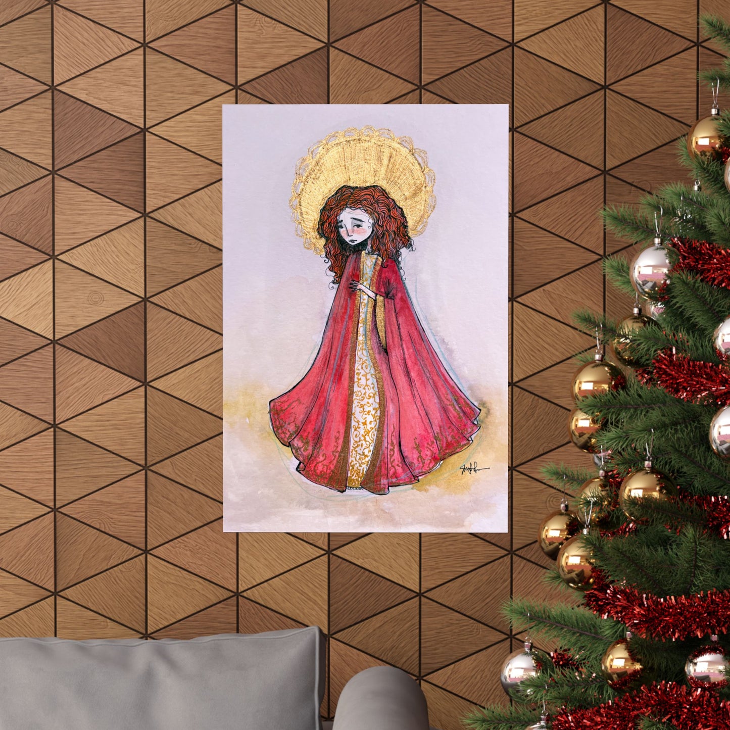 Saint Bibiana Hand-Drawn Catholic Art Print | Christian Devotional Wall Art | Sanctified Solocosmo Religious Poster